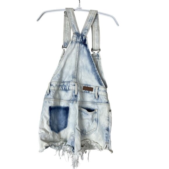 Harmony + Havoc Denim Overalls Shortalls Size 3 Destroyed Distressed Acid Wash - Picture 2 of 12